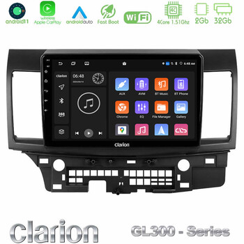 Clarion Gl300 Series 4core Android11 2+32gb Mitsubishi Lancer 2008 – 2015 Navigation Multimedia Tablet 10 με Carplay &Amp; Android Auto u-gl3-Mt232