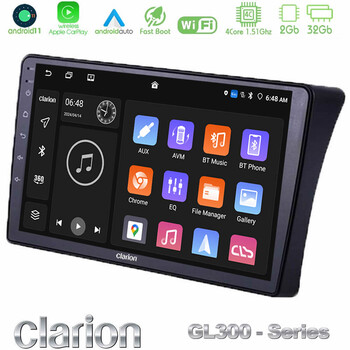 Clarion Gl300 Series 4core Android11 2+32gb Nissan Navara d40 Navigation Multimedia Tablet 9 με Carplay &Amp; Android Auto u-gl3-Ns1354