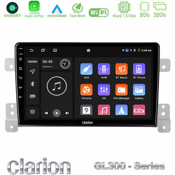 Clarion Gl300 Series 4core Android11 2+32gb Suzuki Grand Vitara Navigation Multimedia Tablet 9 με Carplay & Android Auto u-gl3-Sz0630