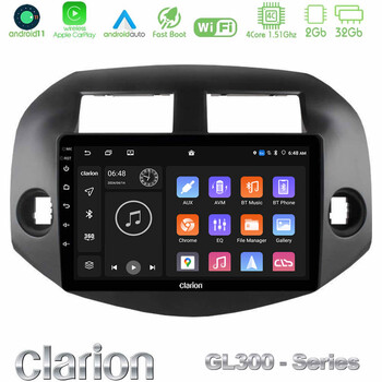 Clarion Gl300 Series 4core Android11 2+32gb Toyota Rav4 2006-2012 Navigation Multimedia Tablet 10 με Carplay & Android Auto u-gl3-Ty0165