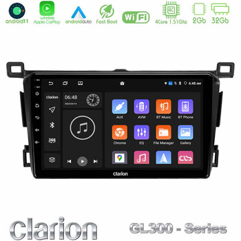 Clarion Gl300 Series 4core Android11 2+32gb Toyota Rav4 2013-2018 Navigation Multimedia Tablet 9 με Carplay & Android Auto u-gl3-Ty0435