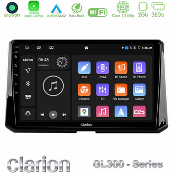 Clarion Gl300 Series 4core Android11 2+32gb Toyota Corolla 2019-2022 Navigation Multimedia Tablet 9 με Carplay & Android Auto u-gl3-Ty0597