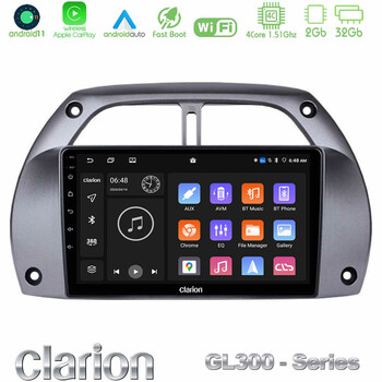 Clarion Gl300 Series 4core Android11 2+32gb Toyota Rav4 2001 - 2006 Navigation Multimedia Tablet 9 με Carplay & Android Auto u-gl3-Ty0953
