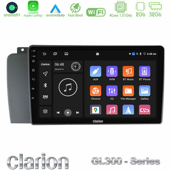 Clarion Gl300 Series 4core Android11 2+32gb Volvo s60 2004-2009 Navigation Multimedia Tablet 9 με Carplay & Android Auto u-gl3-Vl1514