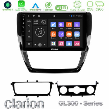 Clarion Gl300 Series 4core Android11 2+32gb vw Jetta Navigation Multimedia Tablet 10 με Carplay & Android Auto u-gl3-Vw0001