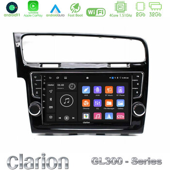 Clarion Gl300 Series 4core Android11 2+32gb vw Golf 7 Navigation Multimedia Tablet 9 με Carplay & Android Auto (Oem Look) u-gl3-Vw1381