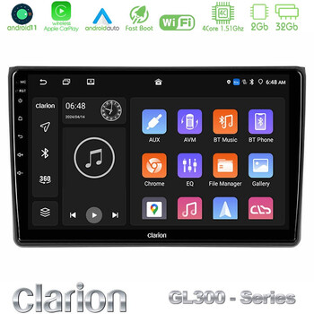 Clarion Gl300 Series 4core Android11 2+32gb Audi a4 b7 Navigation Multimedia Tablet 9 με Carplay &Amp; Android Auto u-gl3-Au0827