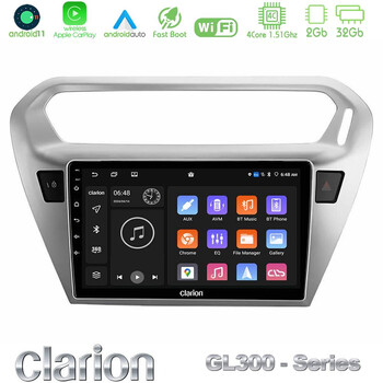 Clarion Gl300 Series 4core Android11 2+32gb Citroën c-Elysée / Peugeot 301 Navigation Multimedia Tablet 9 με Carplay &Amp; Android Auto u-gl3-Ct0070