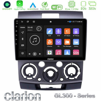 Clarion Gl300 Series 4core Android11 2+32gb Ford Ranger/mazda Bt50 Navigation Multimedia Tablet 9 με Carplay &Amp; Android Auto u-gl3-Fd0687