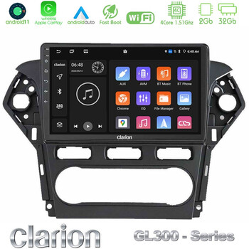 Clarion Gl300 Series 4core Android11 2+32gb Ford Mondeo 2011-2014 Navigation Multimedia Tablet 9 με Carplay &Amp; Android Auto u-gl3-Fd0920