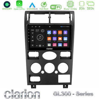 Clarion Gl300 Series 4core Android11 2+32gb Ford Mondeo 2001-2004 Navigation Multimedia Tablet 9 με Carplay &Amp; Android Auto u-gl3-Fd1193