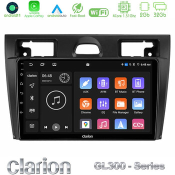 Clarion Gl300 Series 4core Android11 2+32gb Ford Fiesta/fusion Navigation Multimedia Tablet 9 με Carplay &Amp; Android Auto u-gl3-Fd990