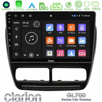Clarion Gl700 Lite Series 8core Android11 6+128gb Fiat Doblo / Opel Combo 2010-2014 Navigation Multimedia Tablet 9 με Carplay &Amp; Android Auto u-G76l-Ft1032