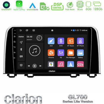 Clarion Gl700 Lite Series 8core Android11 6+128gb Honda cr-v 2019-&Gt; Navigation Multimedia Tablet 10 με Carplay &Amp; Android Auto u-G76l-Hd0160