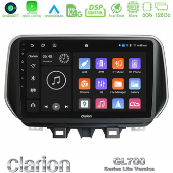 Clarion Gl700 Lite Series 8core Android11 6+128gb Hyundai Tucson 2019-&Gt; Navigation Multimedia Tablet 9 με Carplay &Amp; Android Auto u-G76l-Hy0504