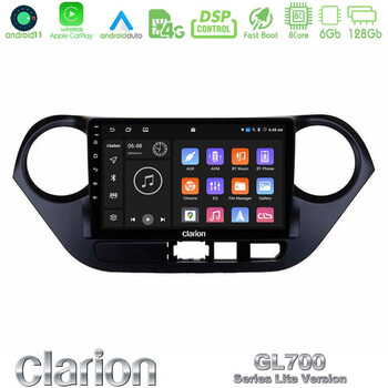 Clarion Gl700 Lite Series 8core Android11 6+128gb Hyundai i10 2014-2020 Navigation Multimedia Tablet 9 με Carplay &Amp; Android Auto u-G76l-Hy0506