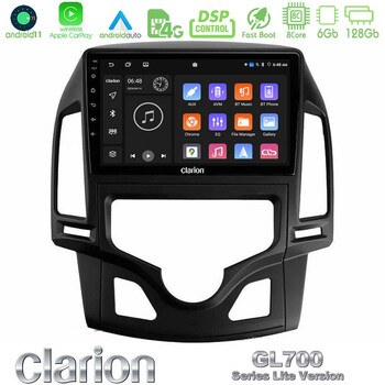 Clarion Gl700 Lite Series 8core Android11 6+128gb Hyundai i30 2007-2012 Auto a/c Navigation Multimedia Tablet 9 με Carplay &Amp; Android Auto u-G76l-Hy0800