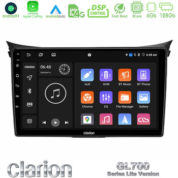 Clarion Gl700 Lite Series 8core Android11 6+128gb Hyundai i30 2012-2017 Navigation Multimedia Tablet 9 με Carplay &Amp; Android Auto u-G76l-Hy0833