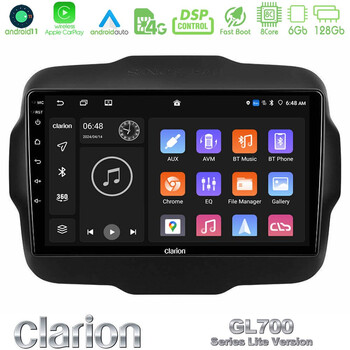 Clarion Gl700 Lite Series 8core Android11 6+128gb Jeep Renegade 2015-2019 Navigation Multimedia Tablet 9 με Carplay &Amp; Android Auto u-G76l-Jp134
