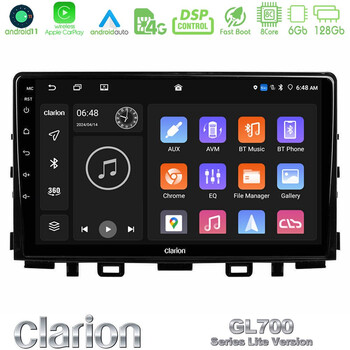Clarion Gl700 Lite Series 8core Android11 6+128gb kia Stonic Navigation Multimedia Tablet 9 με Carplay &Amp; Android Auto u-G76l-Ki0545