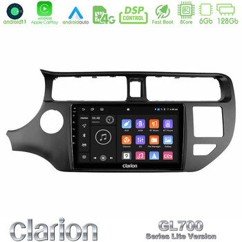 Clarion Gl700 Lite Series 8core Android11 6+128gb kia rio 2011-2015 Navigation Multimedia Tablet 9 με Carplay &Amp; Android Auto u-G76l-Ki0552