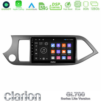 Clarion Gl700 Lite Series 8core Android11 6+128gb kia Picanto Navigation Multimedia Tablet 9 με Carplay &Amp; Android Auto u-G76l-Ki0611