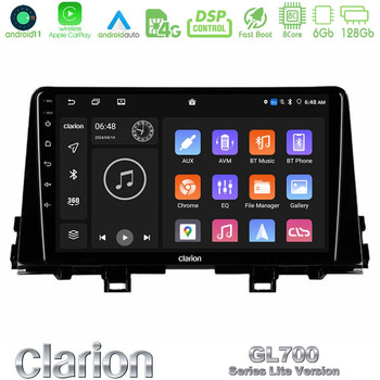 Clarion Gl700 Lite Series 8core Android11 6+128gb kia Picanto 2017-2021 Navigation Multimedia Tablet 9 με Carplay &Amp; Android Auto u-G76l-Ki0756