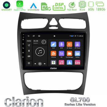 Clarion Gl700 Lite Series 8core Android11 6+128gb Mercedes clk Class W209 2000-2004 Navigation Multimedia Tablet 9 με Carplay &Amp; Android Auto u-G76l-Mb1452