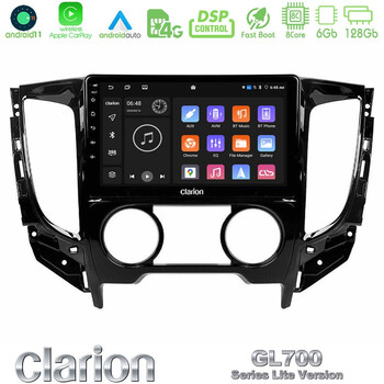 Clarion Gl700 Lite Series 8core Android11 6+128gb Mitsubishi L200 2016-&Gt; &Amp; Fiat Fullback (Manual A/c) Navigation Multimedia Tablet 9 με Carplay &Amp; Android Auto u-G76l-Mt0620