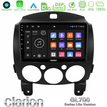 Clarion Gl700 Lite Series 8core Android11 6+128gb Mazda 2 2008-2014 Navigation Multimedia Tablet 9 με Carplay &Amp; Android Auto u-G76l-Mz0667
