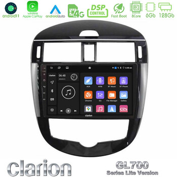Clarion Gl700 Lite Series 8core Android11 6+128gb Nissan Pulsar 2015-2018 Navigation Multimedia Tablet 9 με Carplay & Android Auto u-G76l-Ns2244