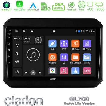 Clarion Gl700 Lite Series 8core Android11 6+128gb Suzuki Ignis Navigation Multimedia Tablet 9 με Carplay &Amp; Android Auto u-G76l-Sz580