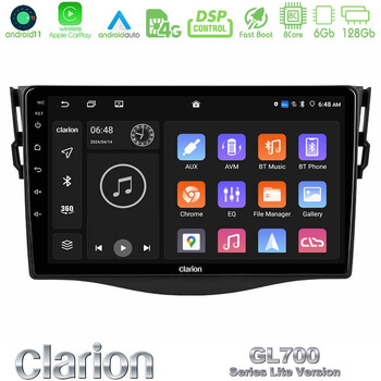 Clarion Gl700 Lite Series 8core Android11 6+128gb Toyota Rav4 Navigation Multimedia Tablet 9 με Carplay &Amp; Android Auto u-G76l-Ty0530