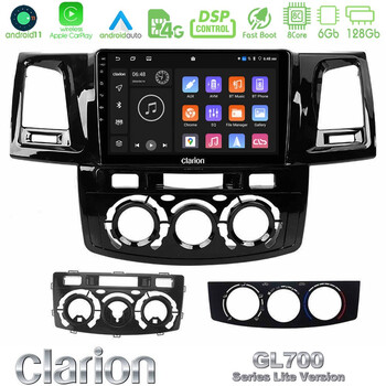 Clarion Gl700 Lite Series 8core Android11 6+128gb Toyota Hilux 2007-2011 Navigation Multimedia Tablet 9 με Carplay &Amp; Android Auto u-G76l-Ty0571