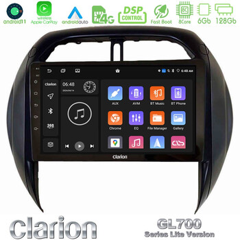 Clarion Gl700 Lite Series 8core Android11 6+128gb Toyota Rav4 2001-2005 (Auto A/c) Navigation Multimedia Tablet 9 με Carplay &Amp; Android Auto u-G76l-Ty1315