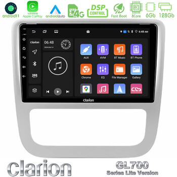 Clarion Gl700 Lite Series 8core Android11 6+128gb vw Scirocco 2008-2014 Navigation Multimedia Tablet 9 με Carplay &Amp; Android Auto u-G76l-Vw0057sl