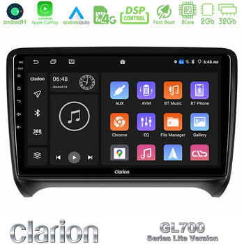 Clarion Gl700 Lite Series 8core Android11 2+32gb Audi tt b7 Navigation Multimedia Tablet 9 με Carplay &Amp; Android Auto u-G72l-Au0828