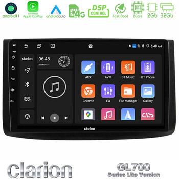 Clarion Gl700 Lite Series 8core Android11 2+32gb Chevrolet Aveo 2006-2010 Navigation Multimedia Tablet 9 με Carplay &Amp; Android Auto u-G72l-Cv0725
