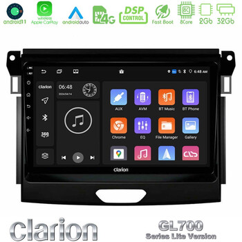 Clarion Gl700 Lite Series 8core Android11 2+32gb Ford Ranger 2017-2022 Navigation Multimedia Tablet 9 με Carplay &Amp; Android Auto u-G72l-Fd0617