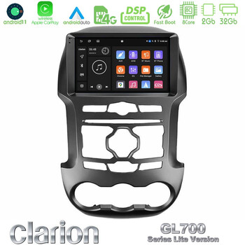 Clarion Gl700 Lite Series 8core Android11 2+32gb Ford Ranger 2012-2016 Navigation Multimedia Tablet 9 με Carplay &Amp; Android Auto u-G72l-Fd0902