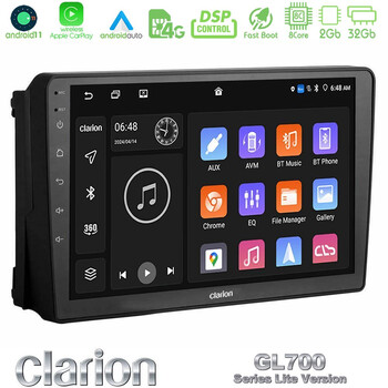 Clarion Gl700 Lite Series 8core Android11 2+32gb Ford 2007-&Gt; Navigation Multimedia Tablet 9 με Carplay &Amp; Android Auto u-G72l-Fd148n