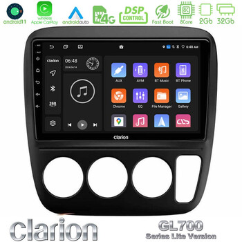 Clarion Gl700 Lite Series 8core Android11 2+32gb Honda crv 1997-2001 Navigation Multimedia Tablet 9 με Carplay &Amp; Android Auto u-G72l-Hd0935