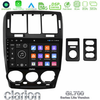 Clarion Gl700 Lite Series 8core Android11 2+32gb Hyundai Getz 2002-2009 Navigation Multimedia Tablet 9 με Carplay &Amp; Android Auto u-G72l-Hy1146