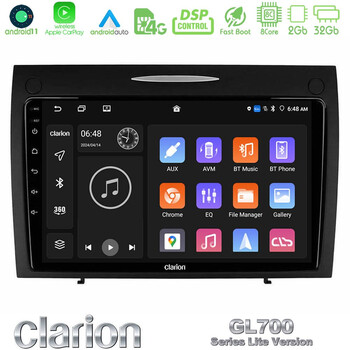 Clarion Gl700 Lite Series 8core Android11 2+32gb Mercedes slk Class Navigation Multimedia Tablet 9 με Carplay &Amp; Android Auto u-G72l-Mb0804