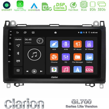 Clarion Gl700 Lite Series 8core Android11 2+32gb Mercedes A/b/vito/sprinter Class Navigation Multimedia Tablet 9 με Carplay &Amp; Android Auto u-G72l-Mb0759