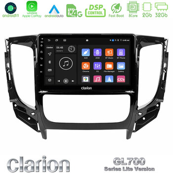 Clarion Gl700 Lite Series 8core Android11 2+32gb Mitsubishi L200 2016-&Gt; &Amp; Fiat Fullback (Auto A/c) Navigation Multimedia Tablet 9 με Carplay &Amp; Android Auto u-G72l-Mt0719