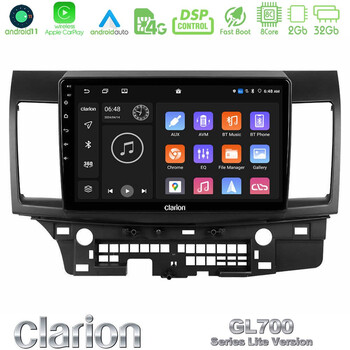 Clarion Gl700 Lite Series 8core Android11 2+32gb Mitsubishi Lancer 2008 – 2015 Navigation Multimedia Tablet 10 με Carplay &Amp; Android Auto u-G72l-Mt232