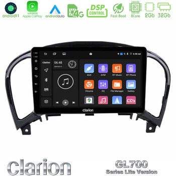 Clarion Gl700 Lite Series 8core Android11 2+32gb Nissan Juke Navigation Multimedia Tablet 9 με Carplay &Amp; Android Auto u-G72l-Ns0755