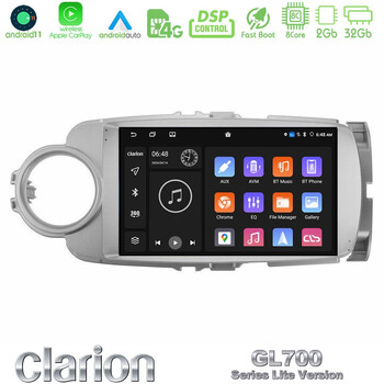 Clarion Gl700 Lite Series 8core Android11 2+32gb Toyota Yaris Navigation Multimedia Tablet 9 με Carplay &Amp; Android Auto u-G72l-Ty1777