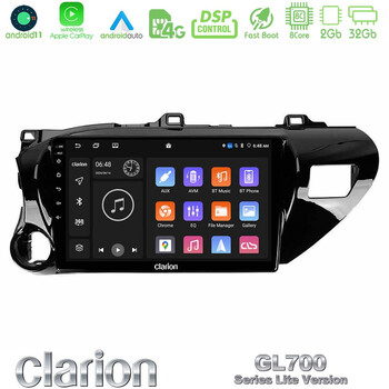 Clarion Gl700 Lite Series 8core Android11 2+32gb Toyota Hilux 2017-2021 Navigation Multimedia Tablet 10 με Carplay &Amp; Android Auto u-G72l-Ty600